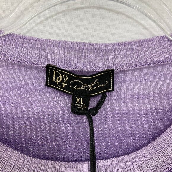 New DG2 Diane Gilman size XL Purple Crew Neck Puff Sleeve Light Knit Sweater - Picture 4 of 9